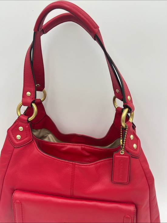COACH Campbell Dark Red Leather Large Hobo Shoulder Bag Chunky 